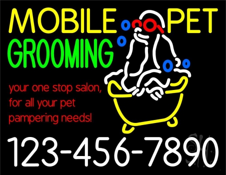 Custom Mobile Pet Grooming Neon Sign