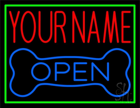 Custom Name Dog Open Neon Sign