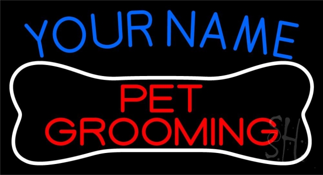 Custom Name Pet Grooming Block Neon Sign
