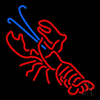 Red And Blue Lobster Logo Neon Sign