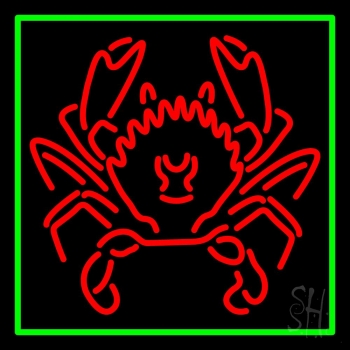 Crab Logo Green Border Neon Sign