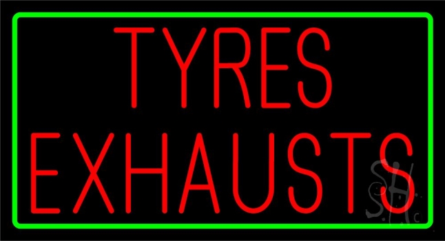 Red Tyres Exhausts Green Border Neon Sign
