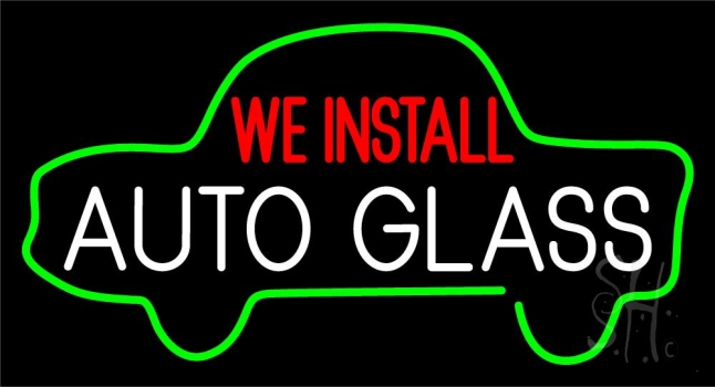 We Install Auto Glass Car Logo Neon Sign