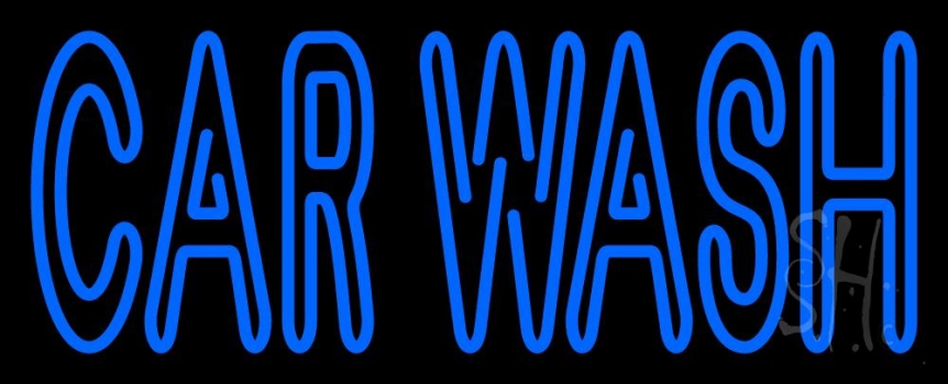 Blue Double Stroke Car Wash Neon Sign