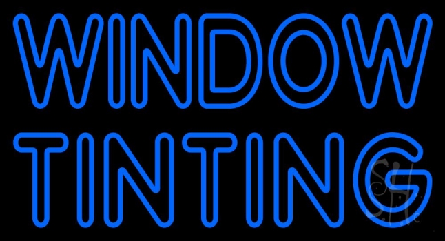 Blue Double Stroke Window Tinting Neon Sign