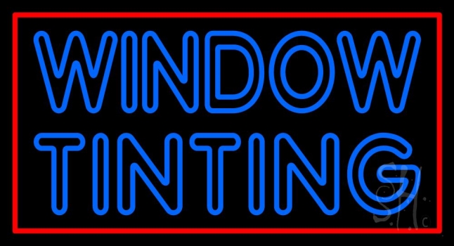 Double Stroke Window Tinting Red Border Neon Sign