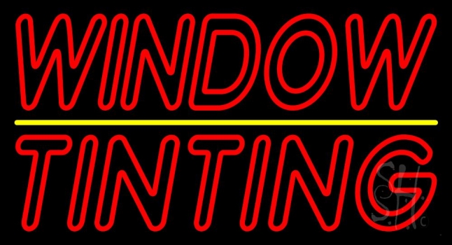 Double Stroke Window Tinting Yellow Line Neon Sign