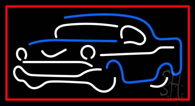 Car Logo Red Border Neon Sign