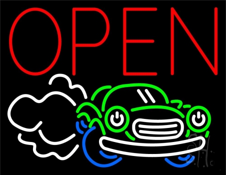 Car Logo Red Open Neon Sign