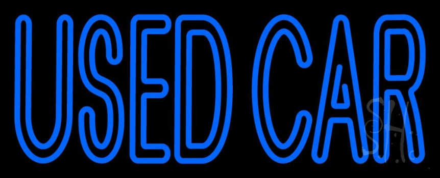 Double Stroke Blue Used Cars Neon Sign