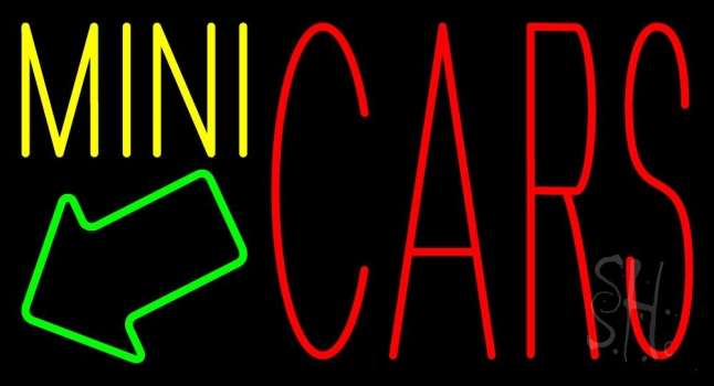 Yellow Mini Red Cars Neon Sign