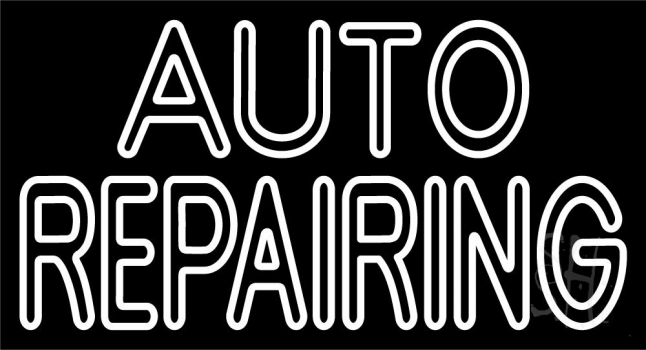 White Double Stroke Auto Repair Neon Sign