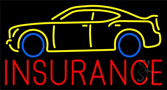 Red Insurance Yellow Car Logo Neon Sign