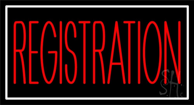 Red Registration Neon Sign