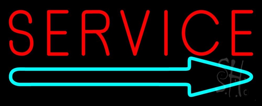 Red Service With Right Arrow 1 Neon Sign