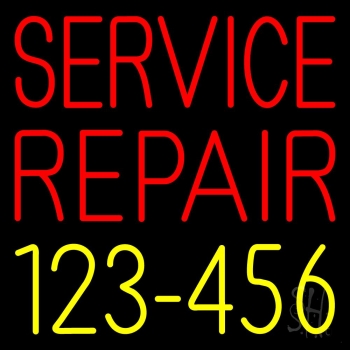Service Repair With Phone Number Neon Sign