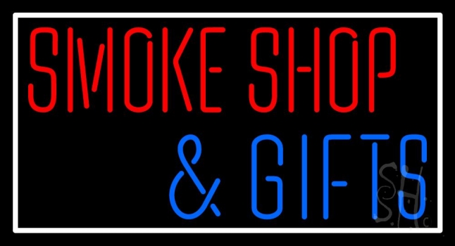 Smoke Shop And Gifts With Border Neon Sign