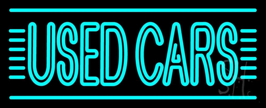 Turquoise Double Stroke Used Cars 1 Neon Sign
