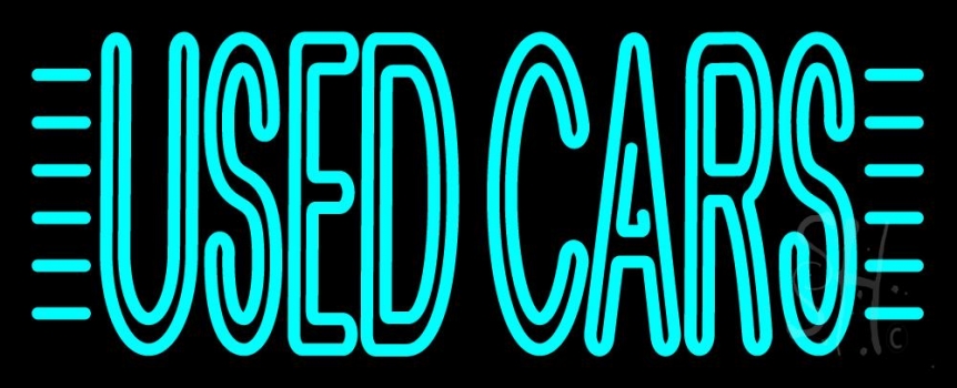 Turquoise Double Stroke Used Cars Neon Sign