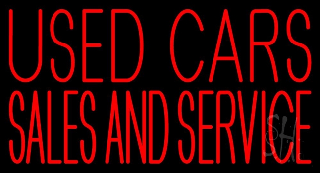Used Cars Sales And Service Neon Sign