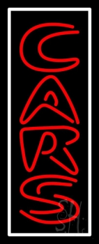 Red Vertical Cars With White Border Neon Sign