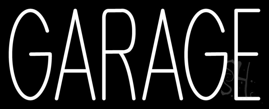 White Garage Neon Sign