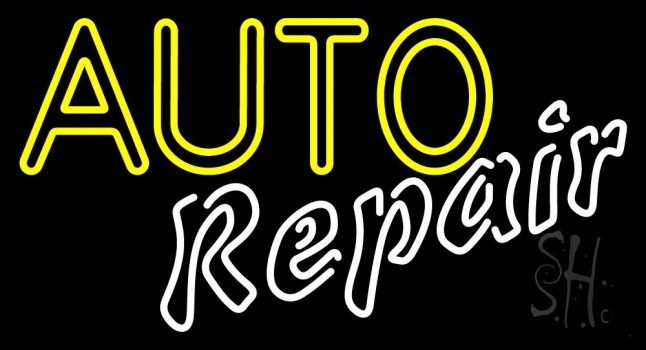 Yellow Auto White Repair Neon Sign