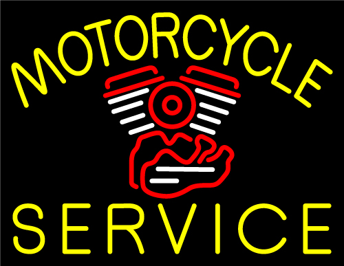Yellow Motorcycle Service Neon Sign