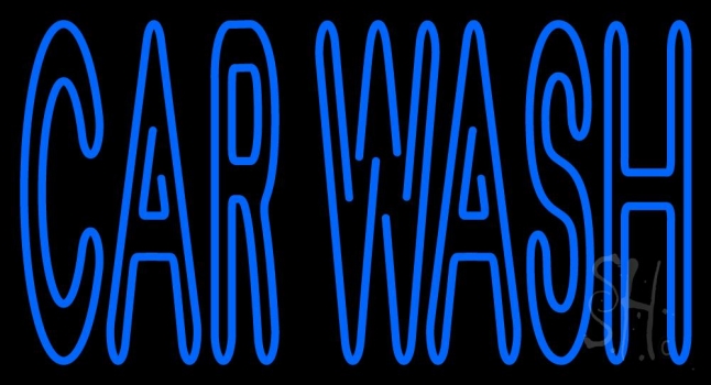 Blue Double Stroke Car Wash 1 Neon Sign