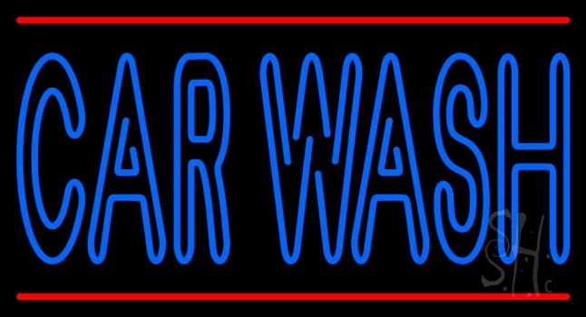 Blue Double Stroke Car Wash 2 Neon Sign