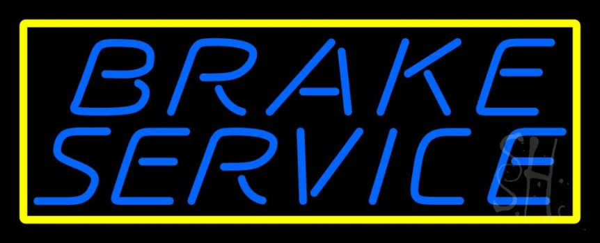Brake Service With Yellow Border Neon Sign