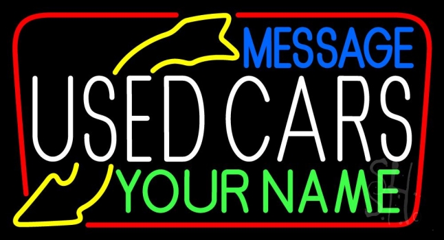 Custom White Used Cars With Arrow Neon Sign