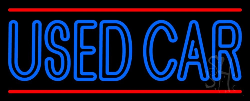 Double Stroke Blue Used Cars 1 Neon Sign