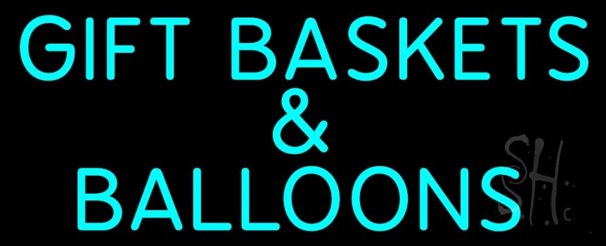 Gift Baskets Balloons Turquoise Neon Sign