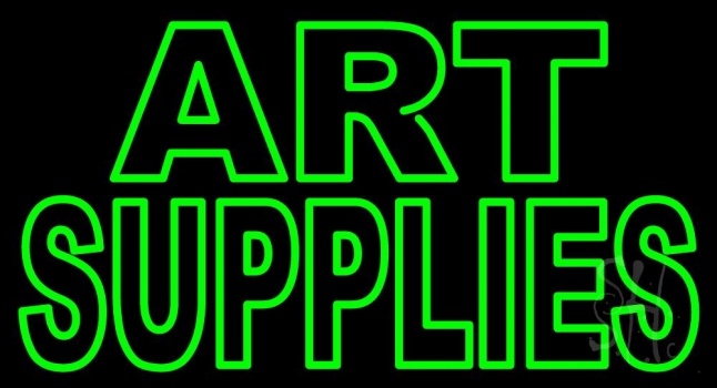 Green Double Stroke Art Supplies Neon Sign