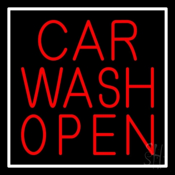 Red Car Wash Open Neon Sign