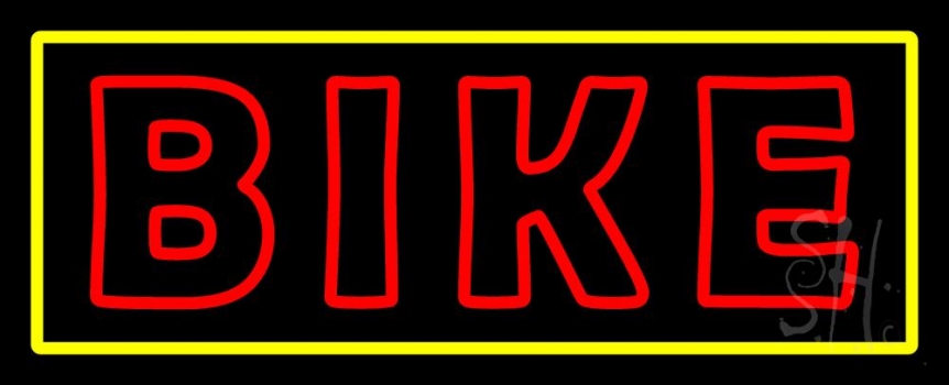 Double Stroke Red Bike With Border Neon Sign