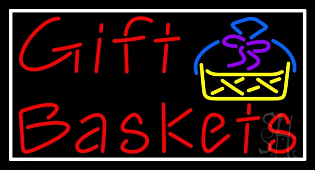 Red Gift Baskets With Logo Neon Sign