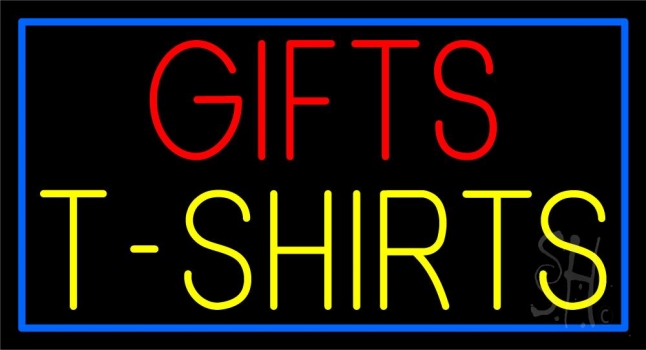 Gifts Tshirts With Blue Border Neon Sign