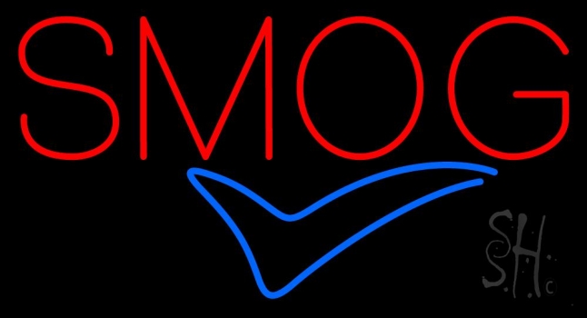 Red Smog Blue Check Logo Neon Sign