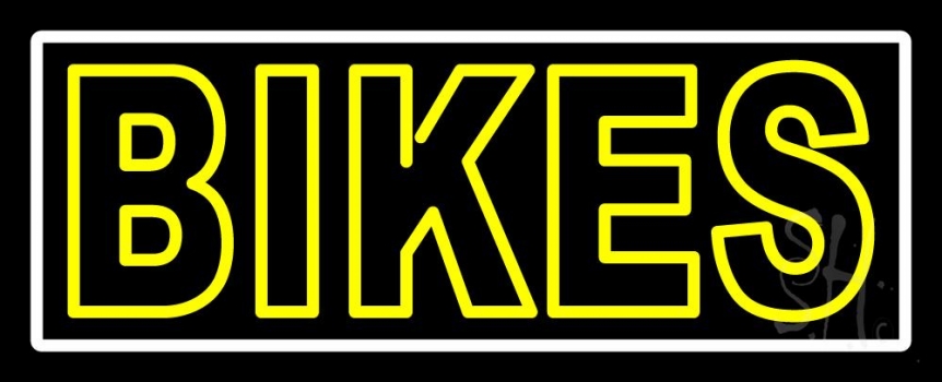 Yellow Double Stroke Bikes Neon Sign