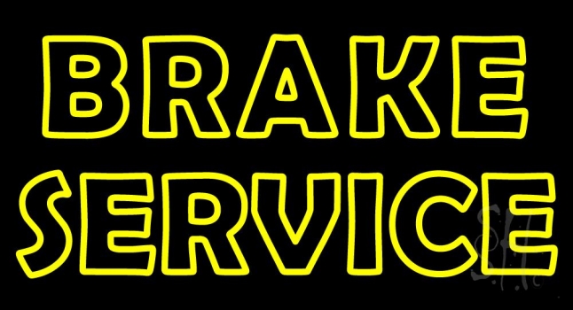 Yellow Double Stroke Brake Service Neon Sign