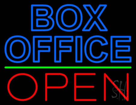 Blue Box Office Open Neon Sign