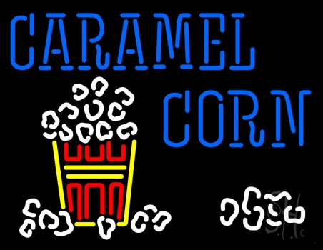 Blue Caramel Corn With Logo Neon Sign