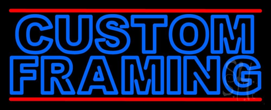 Blue Custom Framing With Red Lines Neon Sign