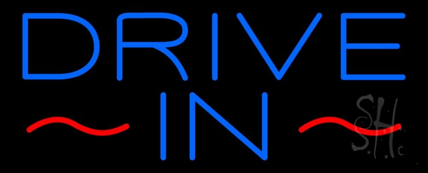 Blue Drive In Neon Sign