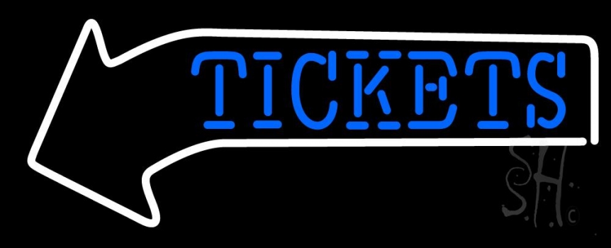 Blue Tickets With Arrow Neon Sign