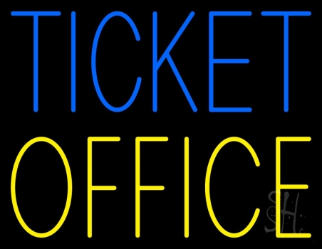 Blue Ticket Yellow Office Neon Sign