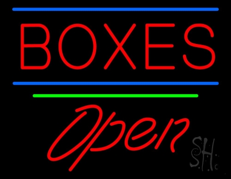 Boxes Double Line Open Green Line Neon Sign