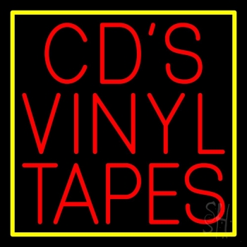 Cds Vinyl Tapes Block Neon Sign